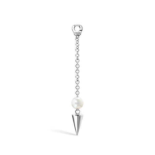Pearl and Short Spike Pendulum Charm