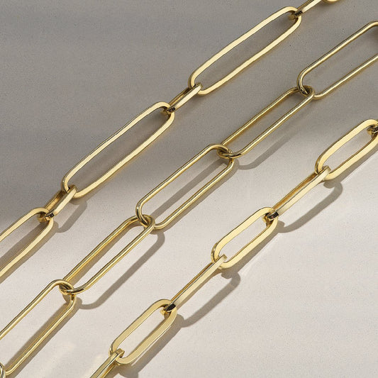 14K Yellow Gold Paper Clip Chain Necklace