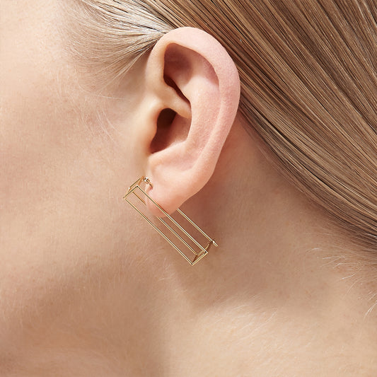 Yellow Gold Rectangle Earring