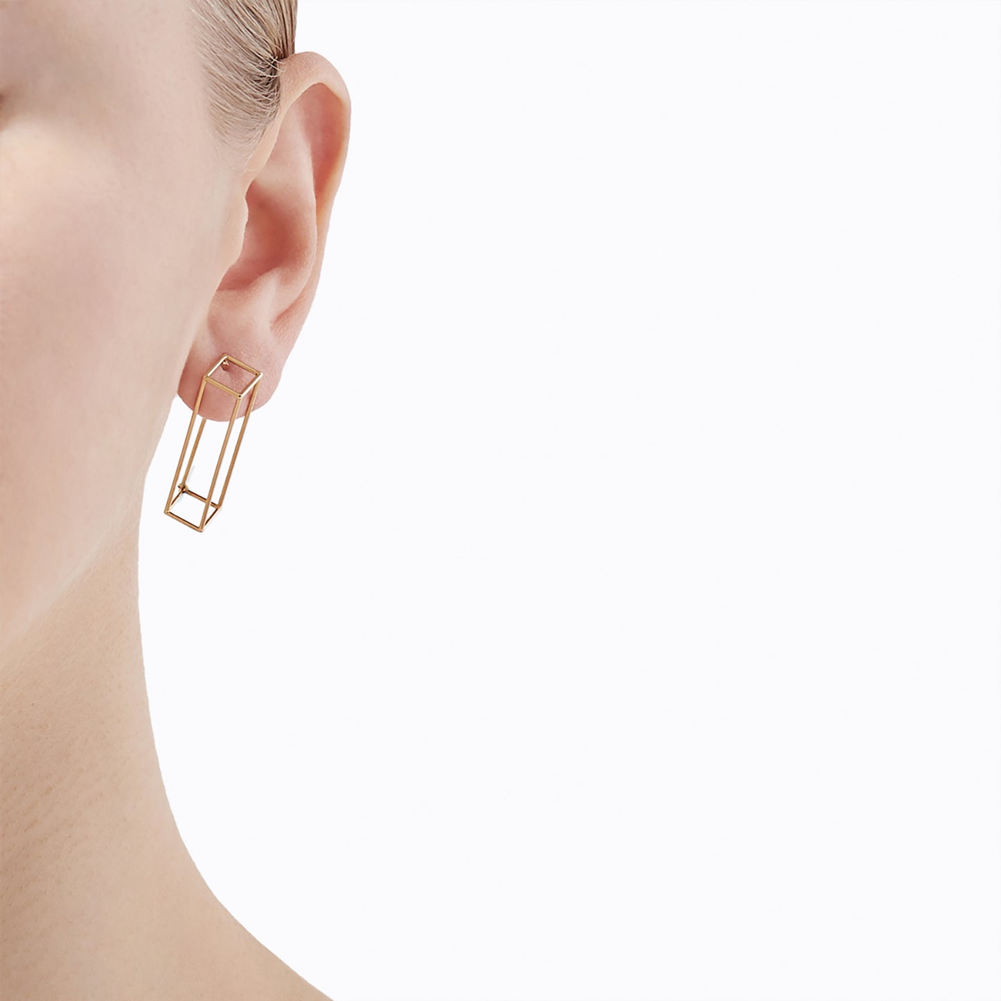 Yellow Gold Rectangle Earring