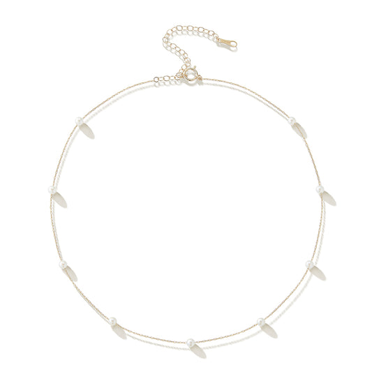 Spaced Floating Pearl Chain Necklace