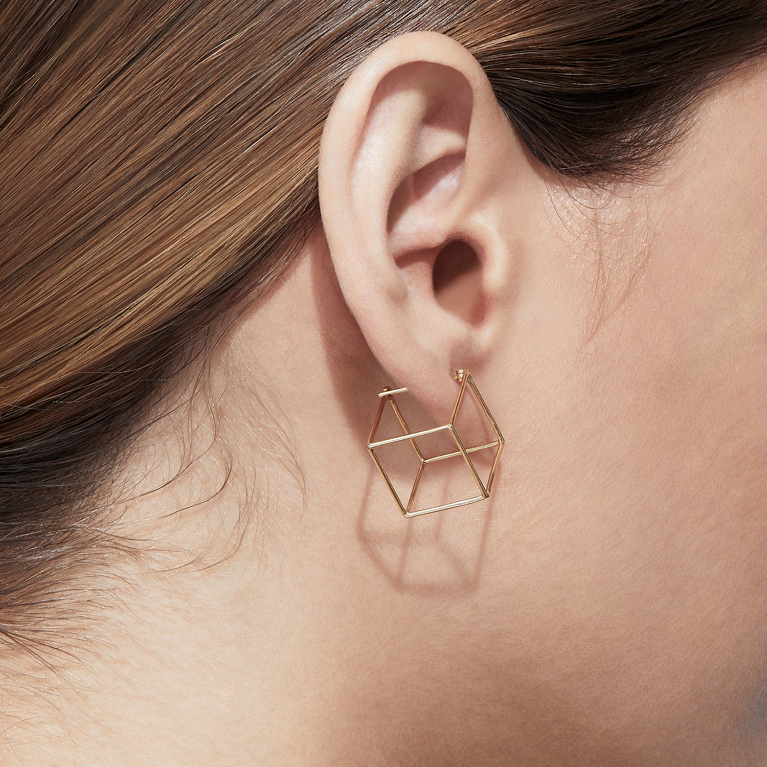 Yellow Gold Square Earring 15mm