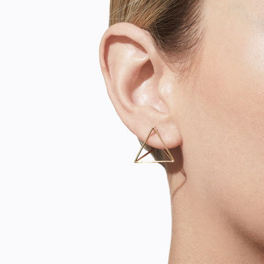 Yellow Gold Triangle Earring 20mm