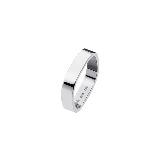 Square 4mm White Gold Wedding Band