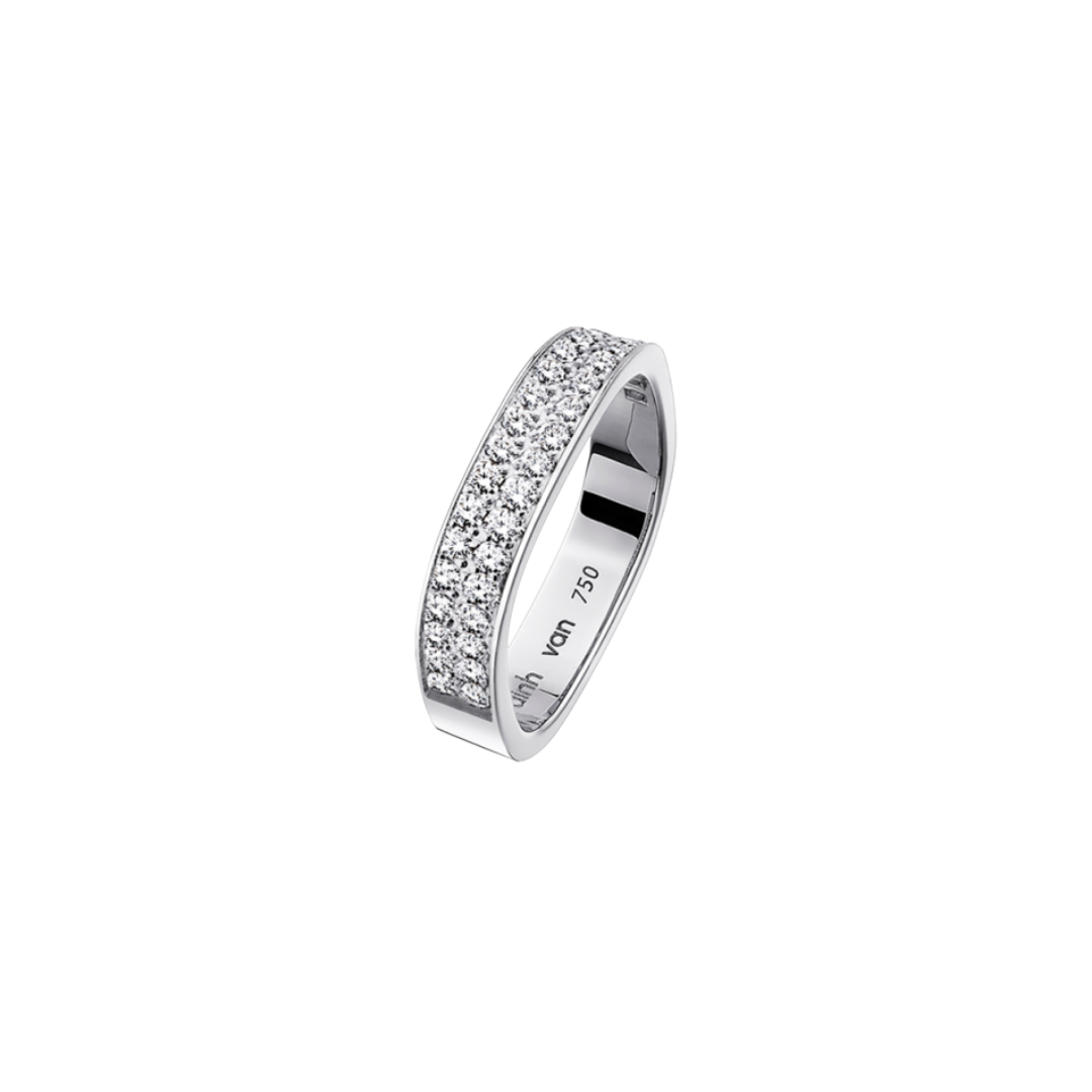 Square Wedding Band 4mm White Gold with Diamonds