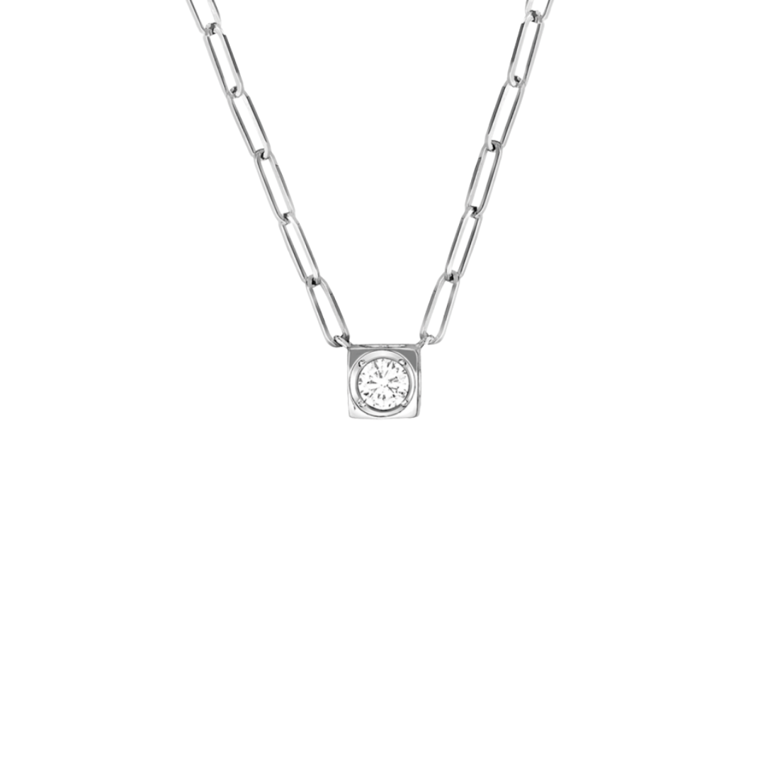 Le Cube diamant Necklace White Gold Large
