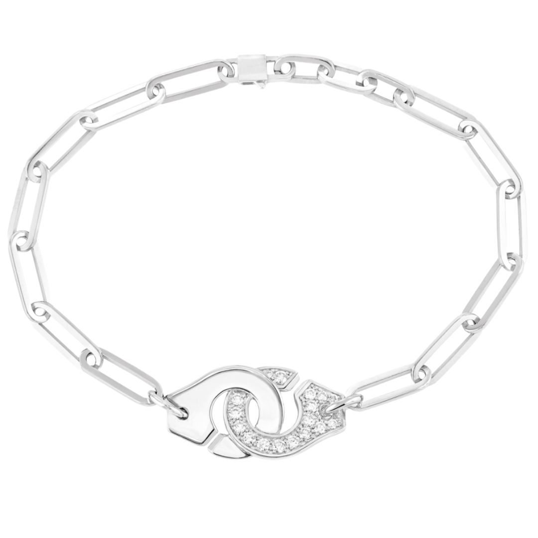Menottes dinh van R12 Bracelet with Half Paved Diamond