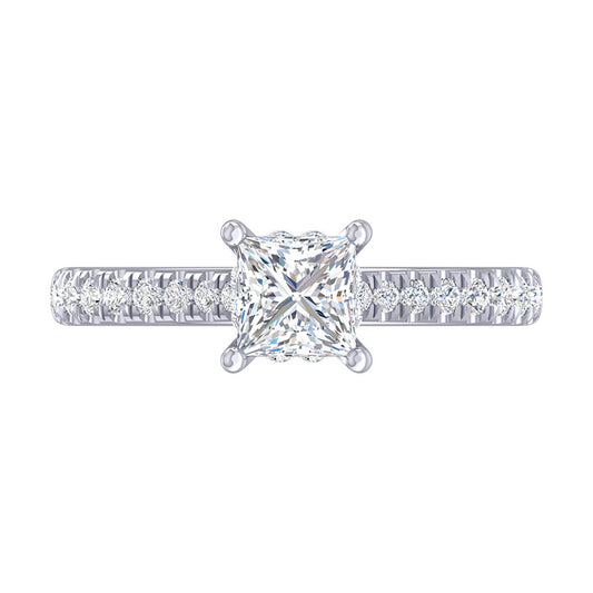 Princess Cut Diamond Pave Engagement Ring