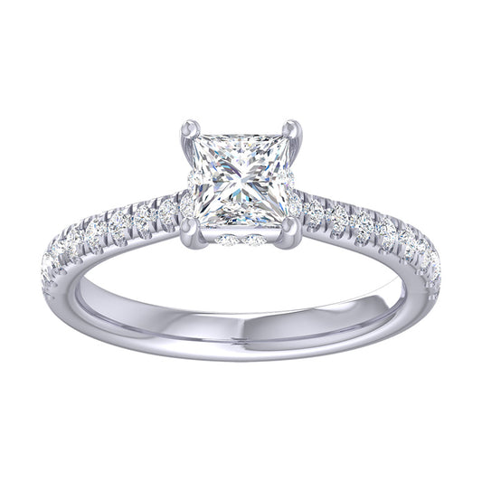 Princess Cut Diamond Pave Engagement Ring
