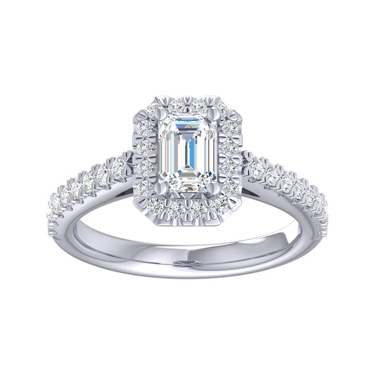 Halo Emerald Cut Diamond Ring