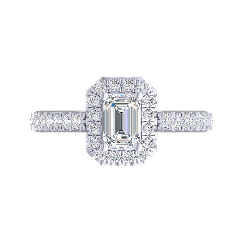 Halo Emerald Cut Diamond Ring