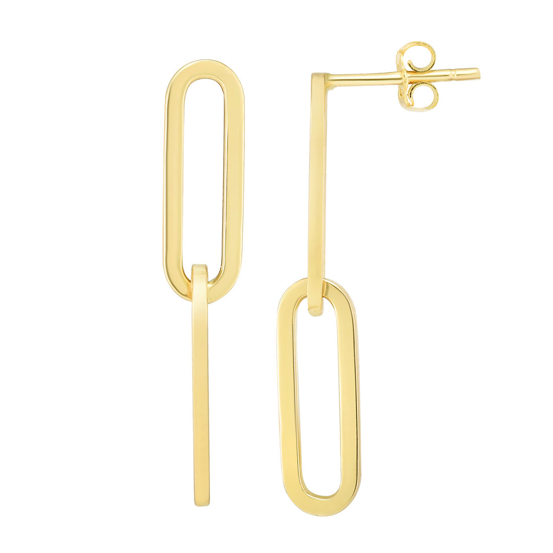 14K Yellow Gold Paper Clip Earrings