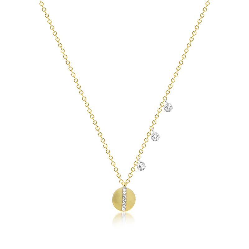 Delicate Diamond Disc Necklace with Off-centered Bezels