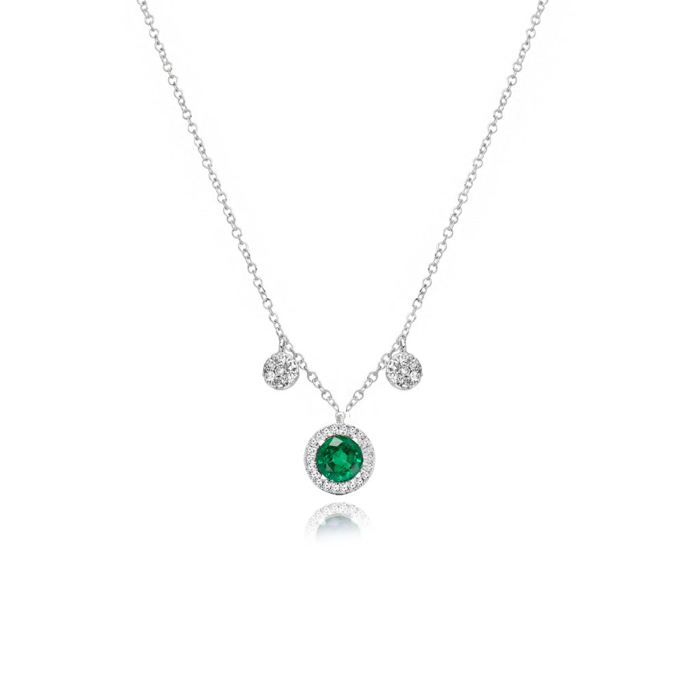 Dainty Emerald and Diamonds Necklace