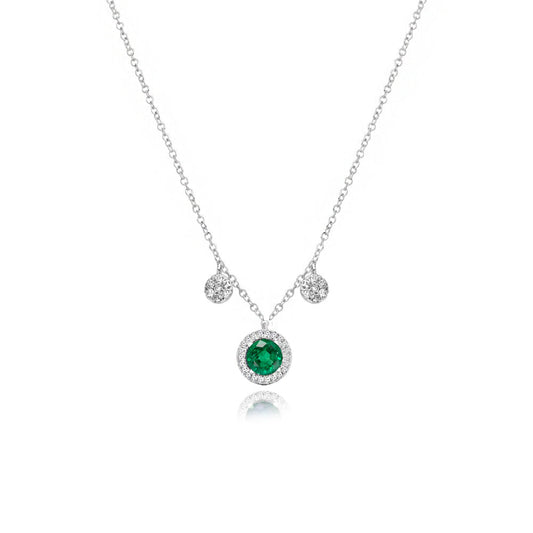 Dainty Emerald and Diamonds Necklace